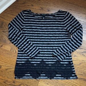 White House Black Market women’s medium Striped Long Sleeve Top with Lace